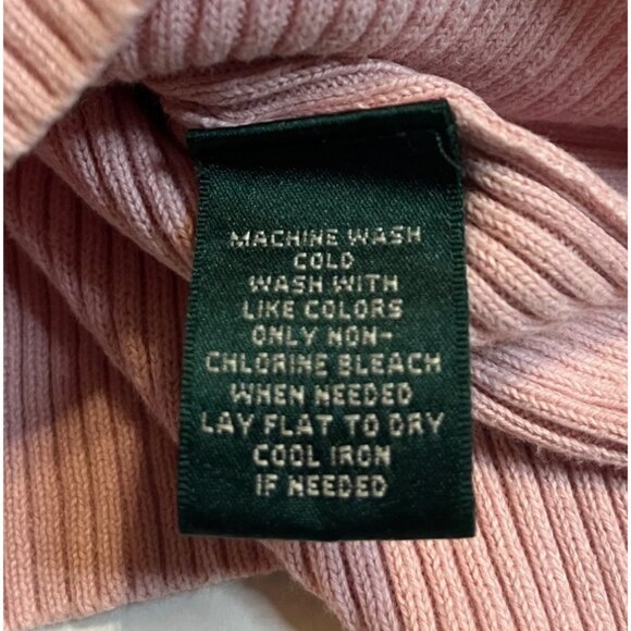 Lauren Ralph Lauren XL Pink Ribbed Turtleneck Sweater preppy  embroidered logo - Picture 4 of 10